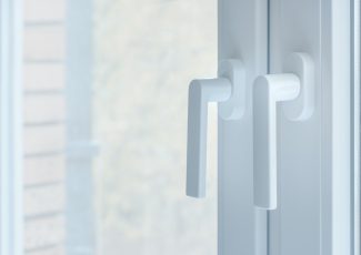 PVC window handles, selective focus